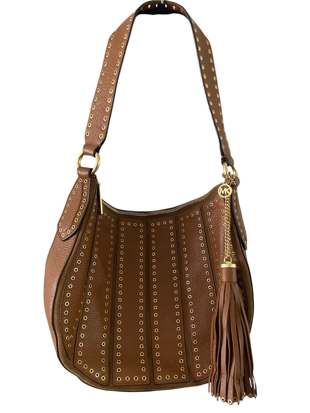 RARE Michael Kors Brooklyn Grommet Leather Hobo Shoulder Bag